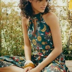 Anthropologie Geneva Floral Halter Neck Jumpsuit